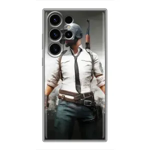 Силиконовый чехол с картинкой "Герой Pubg" на Samsung Galaxy S22 Ultra (Пабг)