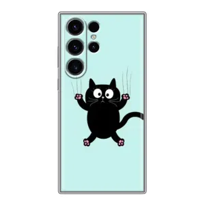 Силиконовый чехол с котиком для Samsung Galaxy S22 Ultra (Падающий кот)