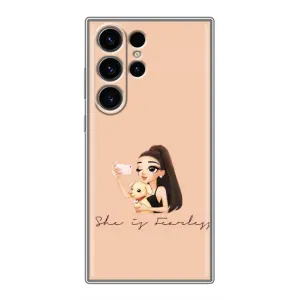 Силиконовый Чехол на Samsung Galaxy S22 Ultra с картинкой Стильных Девушек (С собакой)