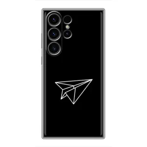Чехол с картинками на черном фоне для Samsung Galaxy S22 Ultra (Самолетик)