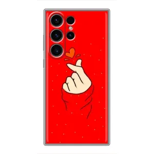 Чехлы (Знак сердечка) на Samsung Galaxy S22 Ultra (Сердце на красном)