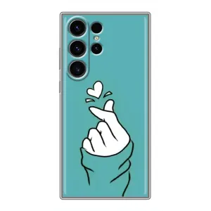 Чехлы (Знак сердечка) на Samsung Galaxy S22 Ultra (Сердечко на бирюзовом)
