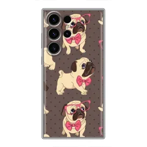 Чехол (ТПУ) Милые собачки для Samsung Galaxy S22 Ultra (Собачки Мопсики)