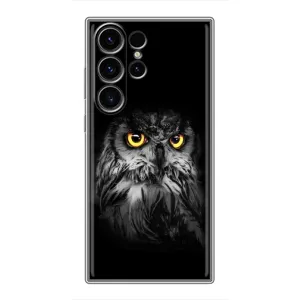 Чехлы с принтом СОВЫ для Samsung Galaxy S22 Ultra (Сова на чёрном)