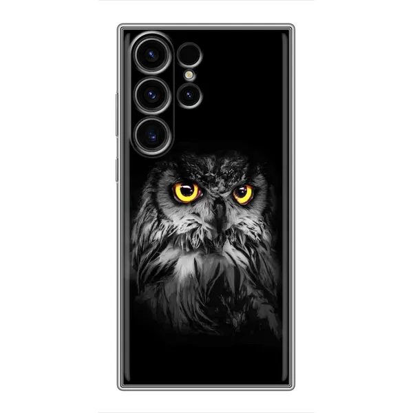 Чехол с рисунком «Сова на чёрном» для Samsung Galaxy S22 Ultra