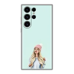 Силиконовый Чехол на Samsung Galaxy S22 Ultra с картинкой Стильных Девушек (В шапке)