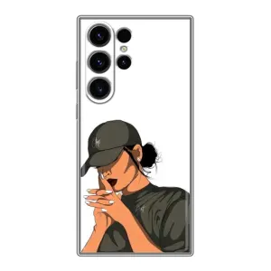 Силиконовый Чехол на Samsung Galaxy S22 Ultra с картинкой Стильных Девушек (В зеленом)