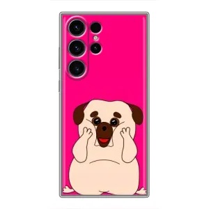 Чехол (ТПУ) Милые собачки для Samsung Galaxy S22 Ultra (Веселый Мопсик)