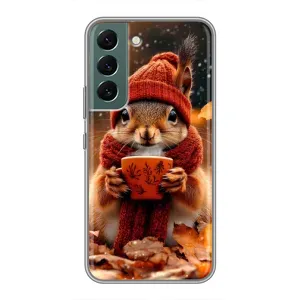 Друкований чохол 'Звірята з кавою' для Samsung Galaxy S22 (Білка з кавою)