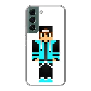 Чехлы для Samsung Galaxy S22 (Персонажи Майн Крафт) (Мальчик в голубом)