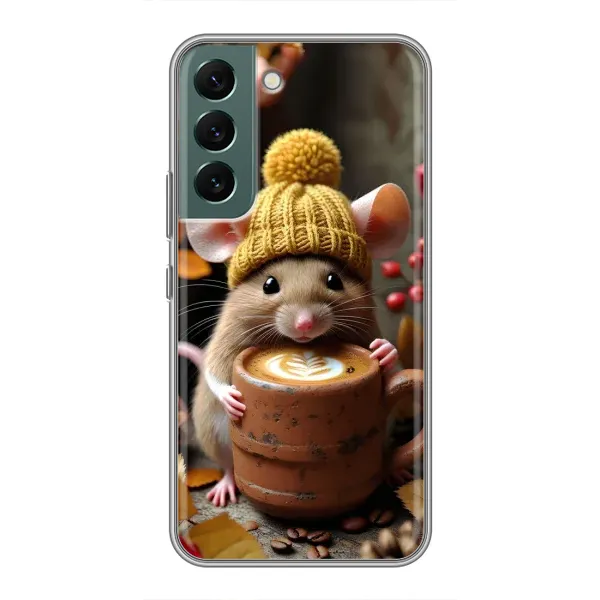 Чохол з малюнком «Мишка з кавою» для Samsung Galaxy S22 Чохол з малюнком «Мишка з кавою» для Samsung Galaxy S22