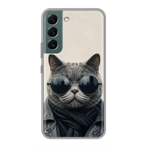 Чехол с рисунком «Модный кот» для Samsung Galaxy S22