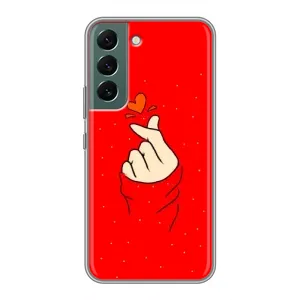 Чехлы (Знак сердечка) на Samsung Galaxy S22 (Сердце на красном)