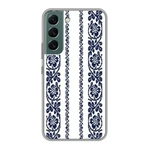 Силиконовый Чехол на Samsung Galaxy S22 с картинкой Вышиванки (Синяя вышиванка)