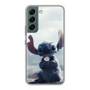 Чехол с рисунком Стич для Samsung Galaxy S22 (Стич с цветочком)