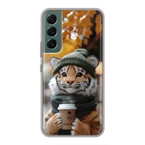 Друкований чохол 'Звірята з кавою' для Samsung Galaxy S22 (Тигр з кавою)