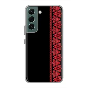 Силиконовый Чехол на Samsung Galaxy S22 с картинкой Вышиванки (Вышиванка на черном)