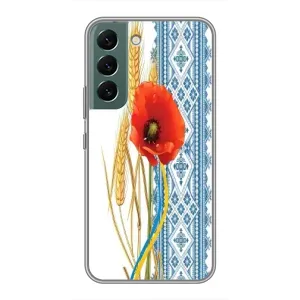 Силиконовый Чехол на Samsung Galaxy S22 с картинкой Вышиванки (Вышиванка с цветком)