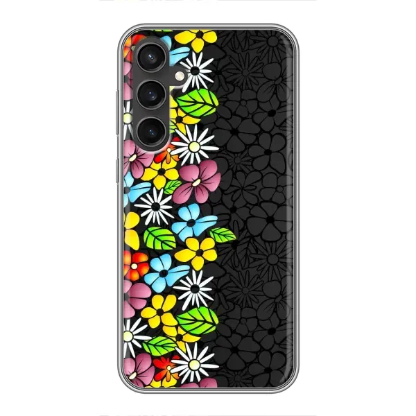 Чехол с рисунком «Яркие цветы на черном» для Samsung Galaxy S23 FE Чехол с рисунком «Яркие цветы на черном» для Samsung Galaxy S23 FE