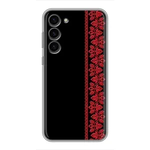 Силиконовый Чехол на Samsung Galaxy S23 Plus (Красная Вышиванка)