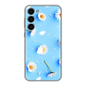 Чехол с Цветами для Samsung Galaxy S23 Plus (ромашки на голубом)