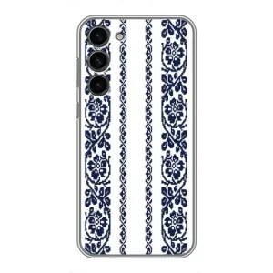 Силиконовый Чехол на Samsung Galaxy S23 Plus с картинкой Вышиванки (Синяя вышиванка)
