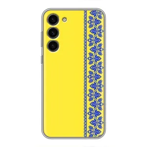 Силиконовый Чехол на Samsung Galaxy S23 Plus (Вышиванка на желтом)
