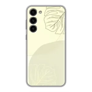 Чехол цветочный дизайн для Samsung Galaxy S23 Plus (Зелёный фон)