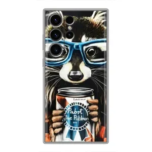 Силиконовый Чехол с Енотами на Samsung Galaxy S23 Ultra (Енот в очках)