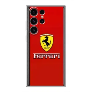 Силиконовый бампер с картинкой машины на Samsung Galaxy S23 Ultra (Ferrari Logo)