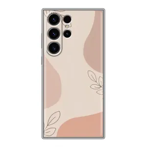 Чехол цветочный дизайн для Samsung Galaxy S23 Ultra (Коричневый фон)