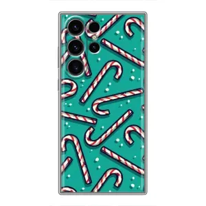 Силиконовый бампер на рождество для Samsung Galaxy S23 Ultra (Леденцы)