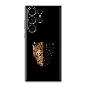 Чехол с леопардовым принтом на Samsung Galaxy S23 Ultra (Леопард на черном)