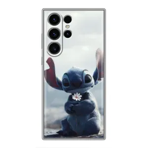 Чехол с рисунком Стич для Samsung Galaxy S23 Ultra (Стич с цветочком)