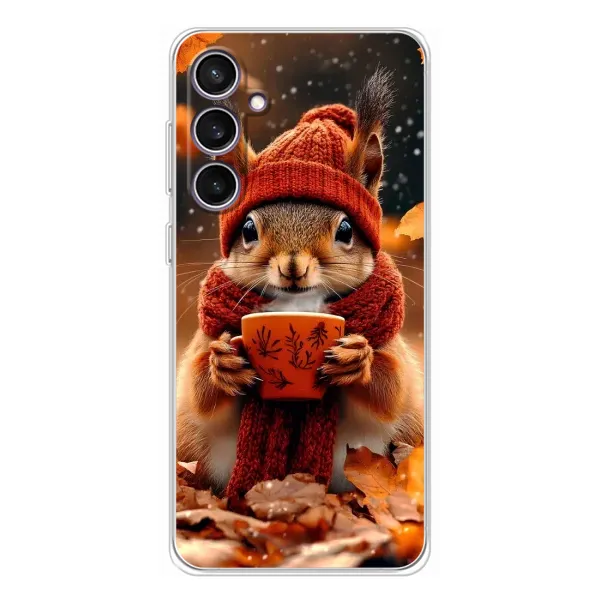 Чехол с рисунком «Белка с кофе» для Samsung Galaxy S24 FE Чехол с рисунком «Белка с кофе» для Samsung Galaxy S24 FE