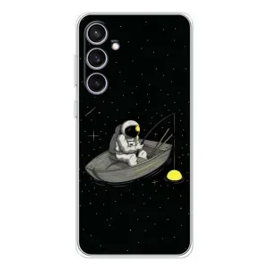 Силиконовый Чехол с принтом "Космонавты" на Samsung Galaxy S24 FE (Космонавт на рыбалке)