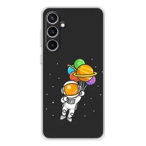 Силиконовый Чехол с принтом "Космонавты" на Samsung Galaxy S24 FE (Космонавт с шариками)