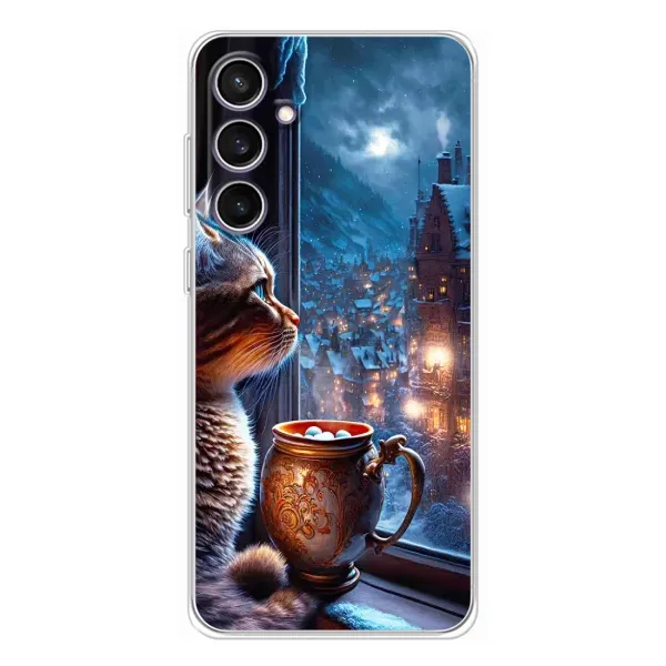 Чехол с рисунком «Кот новогодний» для Samsung Galaxy S24 FE Чехол с рисунком «Кот новогодний» для Samsung Galaxy S24 FE