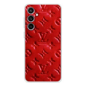 Текстурный Чехол Louis Vuitton для Гелекси С24 FE (Красный ЛВ)