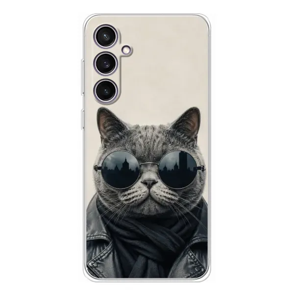 Чехол с рисунком «Модный кот» для Samsung Galaxy S24 FE Чехол с рисунком «Модный кот» для Samsung Galaxy S24 FE