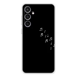 Чехол с картинками на черном фоне для Samsung Galaxy S24 FE (Ноты)