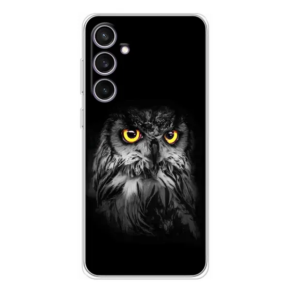 Чехол с рисунком «Сова на чёрном» для Samsung Galaxy S24 FE Чехол с рисунком «Сова на чёрном» для Samsung Galaxy S24 FE