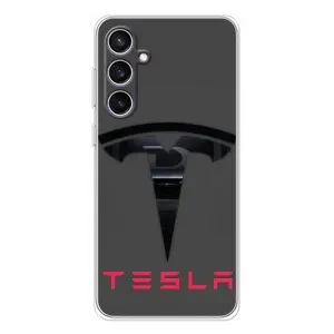 Силіконовий бампер з картинкою машини на Samsung Galaxy S24 FE (Logo TESLA)