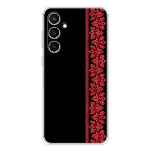 Силіконовый Чохол на Samsung Galaxy S24 FE з картинкой Вишиванки (Вишиванка на чорному)