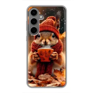 Друкований чохол 'Звірята з кавою' для Samsung Galaxy S24 Plus (Білка з кавою)