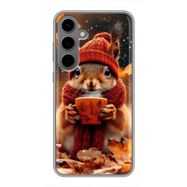 Чехол с рисунком «Белка с кофе» для Samsung Galaxy S24 Plus Чехол с рисунком «Белка с кофе» для Samsung Galaxy S24 Plus