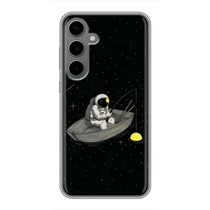 Силиконовый Чехол с принтом "Космонавты" на Samsung Galaxy S24 Plus (Космонавт на рыбалке)