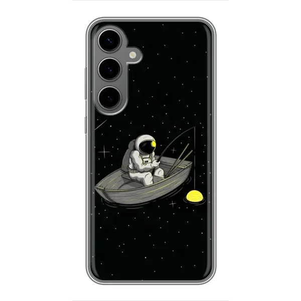 Чехол с рисунком «Космонавт на рыбалке» для Samsung Galaxy S24 Plus