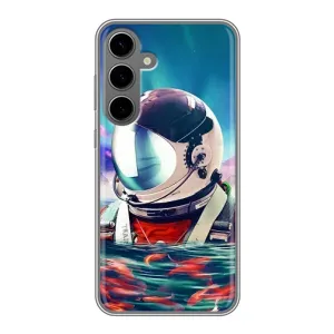 Силиконовый Чехол с принтом "Космонавты" на Samsung Galaxy S24 Plus (Космонавт в воде)