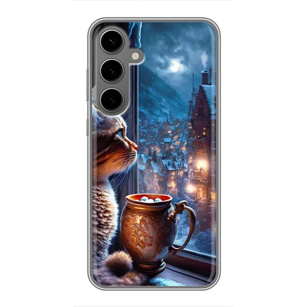 Чехол с рисунком «Кот новогодний» для Samsung Galaxy S24 Plus